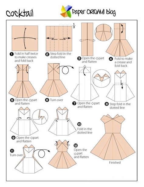 Paper Origami Folding Diagram Origami Dress Paper Clothes Paper