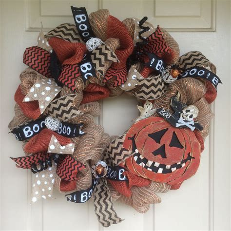 Burlap Halloween Pumpkin Wreath OR Burlap Owl Wreath | Etsy | Burlap ...
