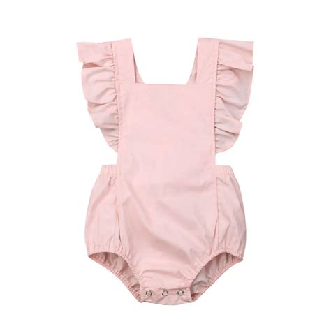 Pink Newborn Baby Girl Ruffles Sleeve Backless Princess Girls Romper