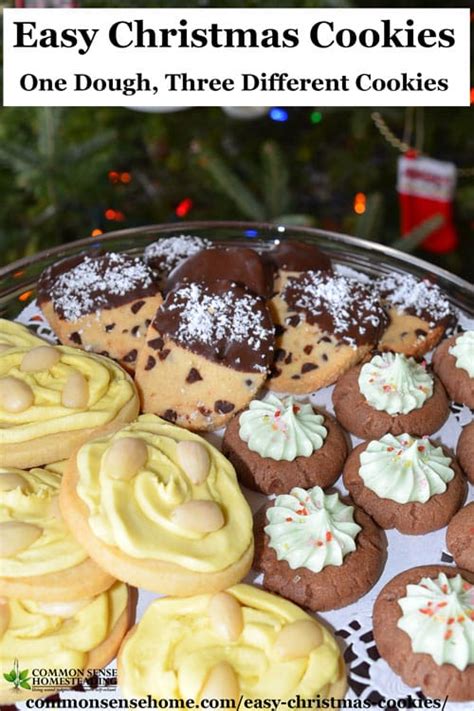These holiday season cookie recipes are simple, easy, and downright delicious. Easy Christmas Cookies - One Dough, Three Different Cookies