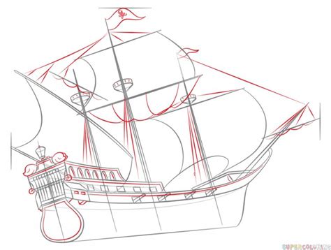 How To Draw A Pirate Ship Super Coloring Pirate Ship Drawing