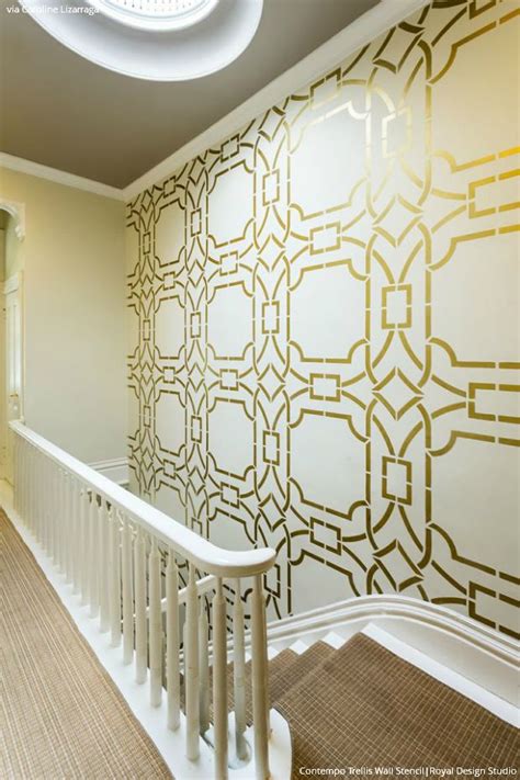 Gold Wallpaper Wall Stencils Diy Ideas For Metallic Home Decor