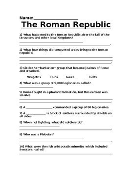 Worksheet comparing the government of the roman republic to the u.s. The Roman Republic Powerpoint Worksheet by Noahs Ark | TpT