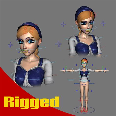woman rigged 3d model 69 ma free3d