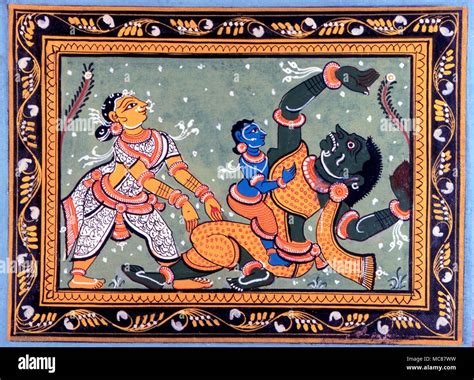 Demons Hindu Mythology Modern Mid Century Gousache Of The Hindu Gods