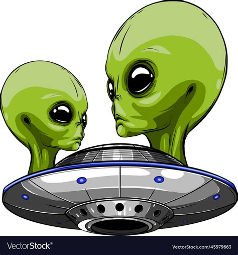 Cute Alien Ufo Cartoon Icon Royalty Free Vector Image