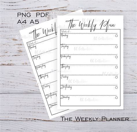 The Weekly Planner Printable Instant Download Simple And Clean Design 4
