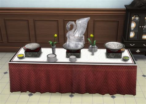 Simsworkshop Pet Stories Buffet Table With Ice Swan By Biguglyhag