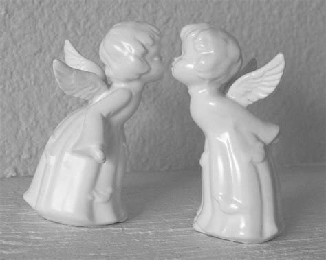 Vintage Kissing Angels 2 Porcelain Figurines Made By Thelandofoz