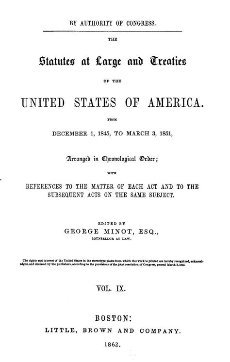 U S Statutes At Large Volume 9 1845 1847 29th Through 31st Congress Library Of Congress