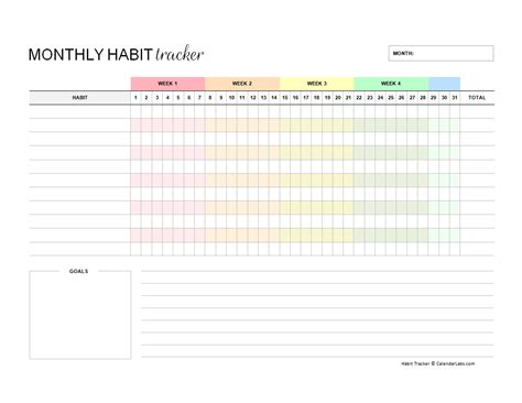 Printable Monthly Habit Tracker Free Printable Templates
