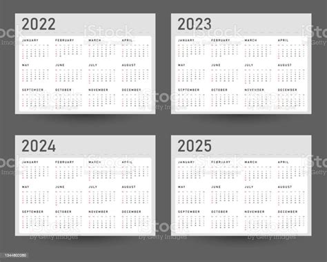 Calendar Templates For The Years 2022 2023 2024 And 2025 Week Starts On