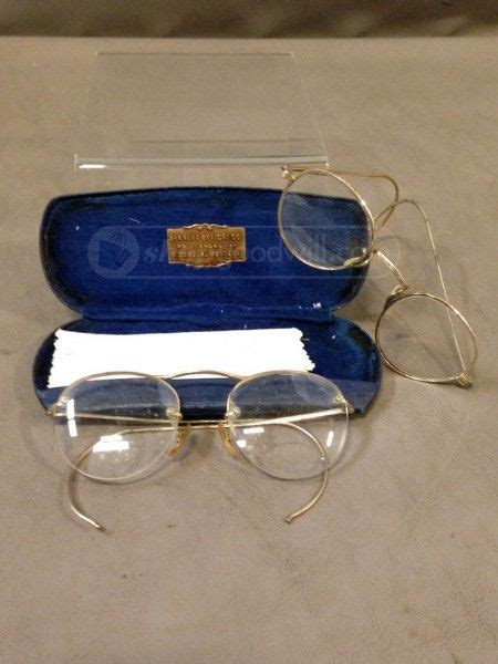 Antique 12kgf Gold Wire Frame Eyeglasses Two Pair Gold Wire Eyeglasses Sunglasses Case