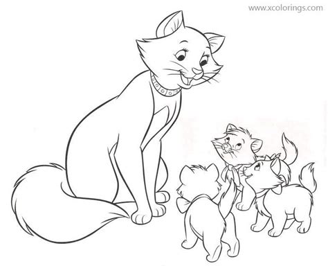 Aristocats Coloring Page Marie Toulouse Berlioz Disney Coloring Pages