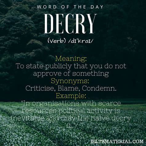 Decry Word Of The Day For Ielts Speaking And Writing