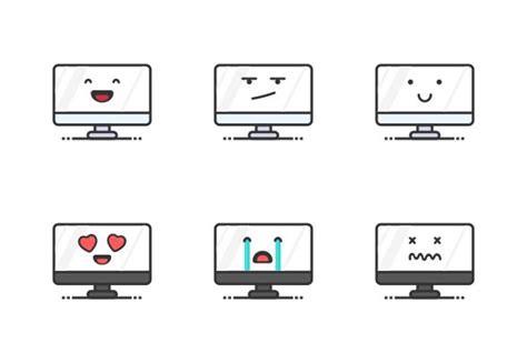 Computer Screen Emoji Set Icons By Akshar Pathak Emoji Set Computer