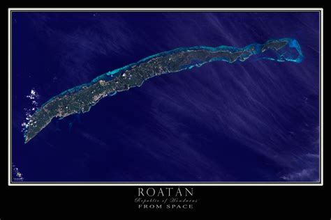 Roatán Bay Islands Honduras Satellite Poster Map