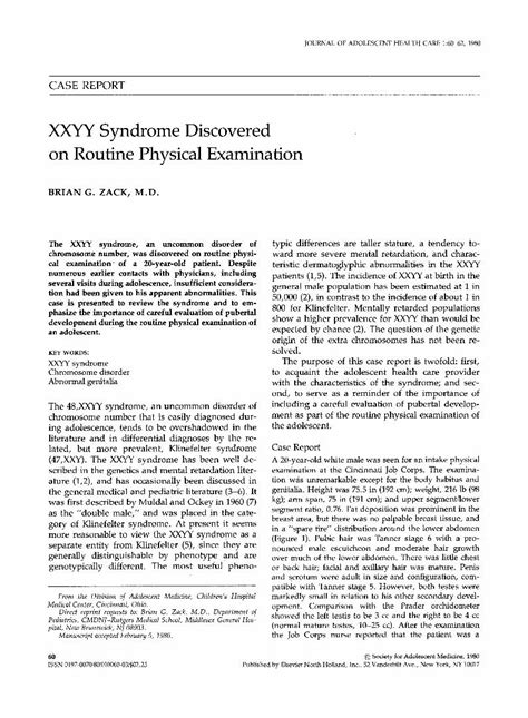 Pdf Xxyy Syndrome Discovered On Routine Physical Examination