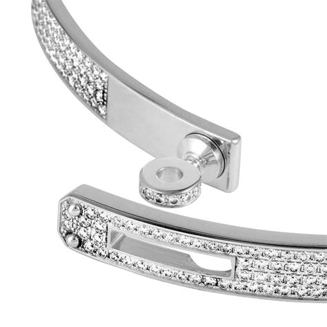 Hermès Kelly Diamond Pave White Gold Bracelet Size Large At 1stdibs