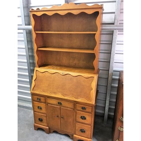 Secretary desks desks & computer tables : Vintage Solid Wood Secretary Desk With Hutch | Chairish