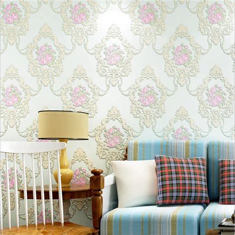 Beibehang European Vertical Stripes Flower Embossed Wallpaper Ab With