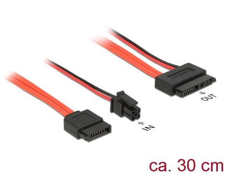 Slim Sata 67 To Sata 7 Pin Data 4 Pin Micro Fit Power Cable 30cm