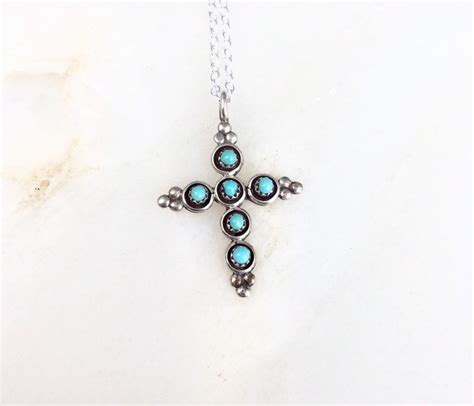 Vintage Sterling Silver Navajo Native American Turquoise Cross Etsy