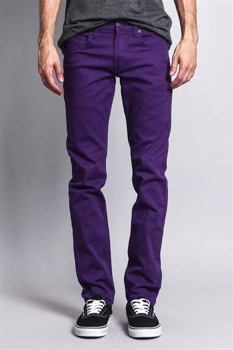 Mens Essential Skinny Fit Colored Jeans Purple Mens Colored Jeans