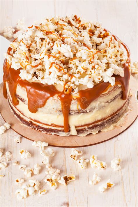 Cake With Hazelnuts And Homemade Salted Caramel Stock Image Image Of