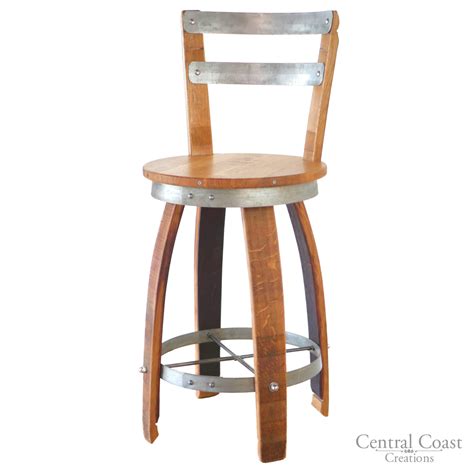 Swivel Top Wine Barrel Stool With Backrest 2 Central Coast Creations