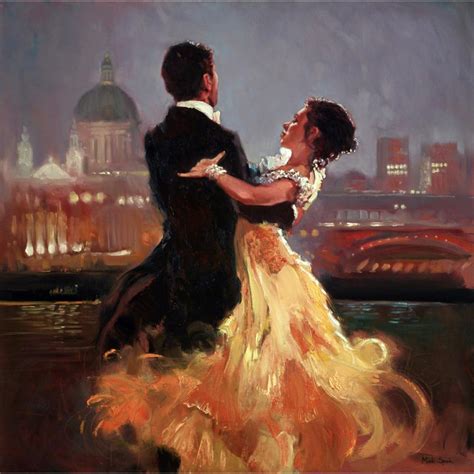 Hand Painted Figurative Abstract Art Couple Dancers In The City