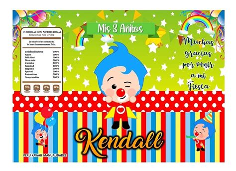 Kit Imprimible Payaso Plim Plim Candy Bar Tarjetas Y Mas C2c