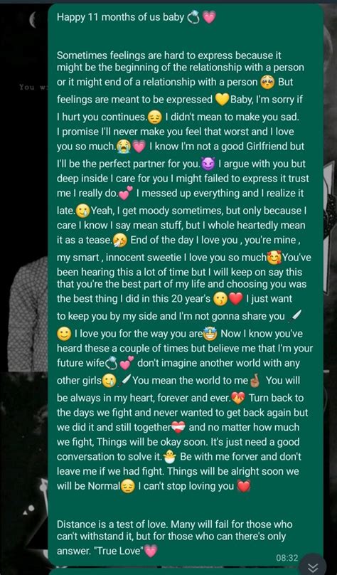 11 Months Love Anniversary Message Paragraph For Boyfriend Cute