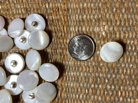 25 Pc Vintage Mother Of Pearl Metal Shank Buttons 15 Mm Just Etsy