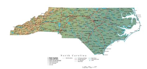 North Carolina State Map With Counties And Cities