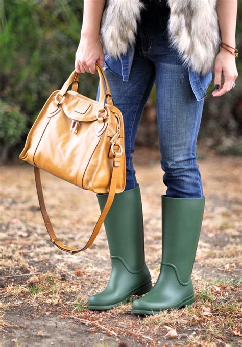 Denim On Denim Fur Vest Wellie Rain Boots Boots Designer Rain