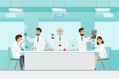 Scientists Men And Woman Research In A Laboratory Lab 676767 Vector Art