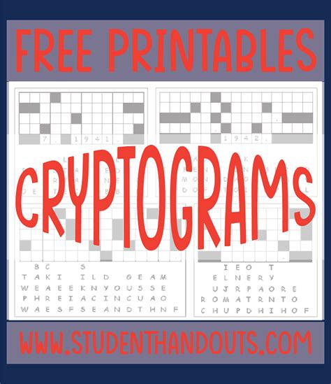 Printable Cryptogram Puzzles Student Handouts