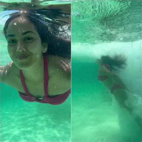 bikini clad mira rajput kapoor takes the plunge into the sea watch video