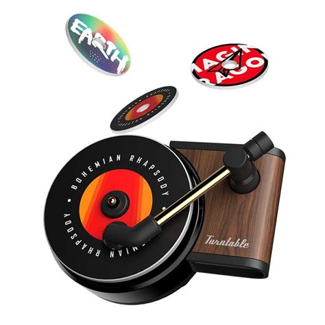 Car Air Freshener Creative Wooden Turntable Retro Record Player Retro