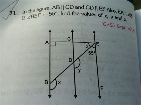 [solved] in the figure ab cd and cd ef also ea ab if angle bef 55° find the values of x