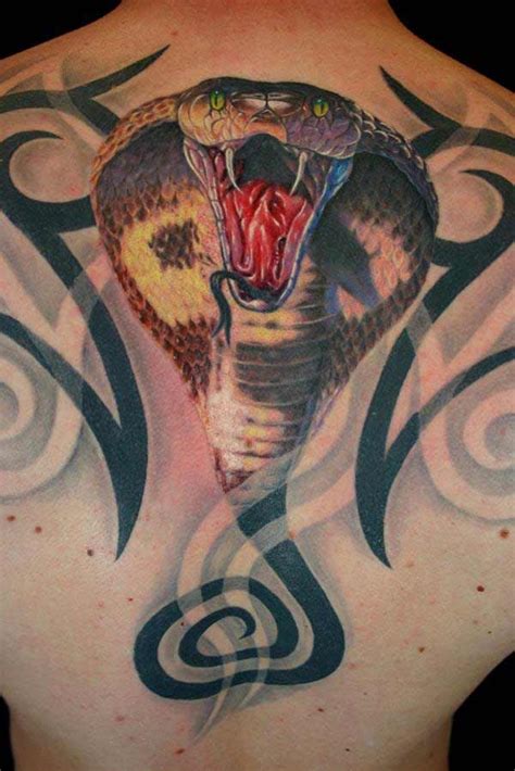 King Cobra Snake Tattoo On Back ลายสัก