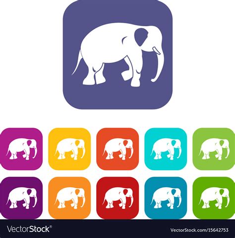 Elephant Icons Set Flat Royalty Free Vector Image