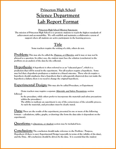 Science Lab Report Template