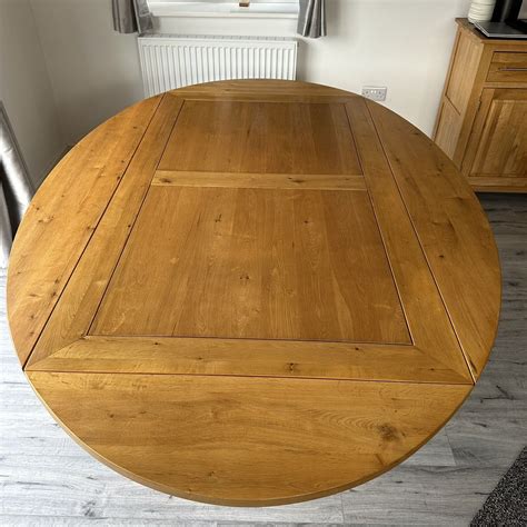 Solid Oak Crossed Leg Dining Table Seats 6 Extends To 10 Ebay