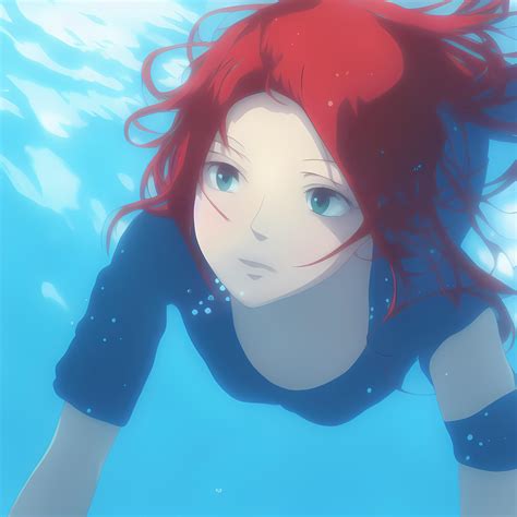 Anime Girl Swimming Underwater Rstablediffusion
