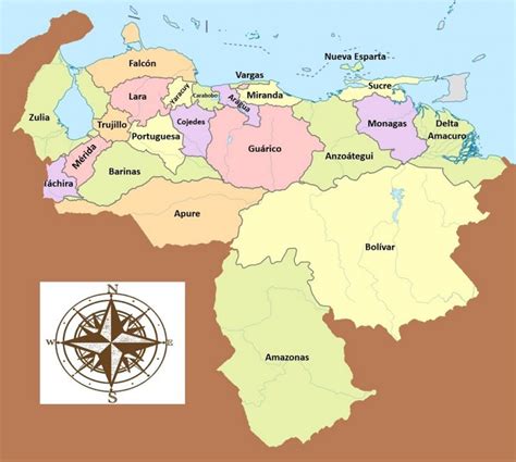 Estados Y Capitales De Venezuela Con Mapa