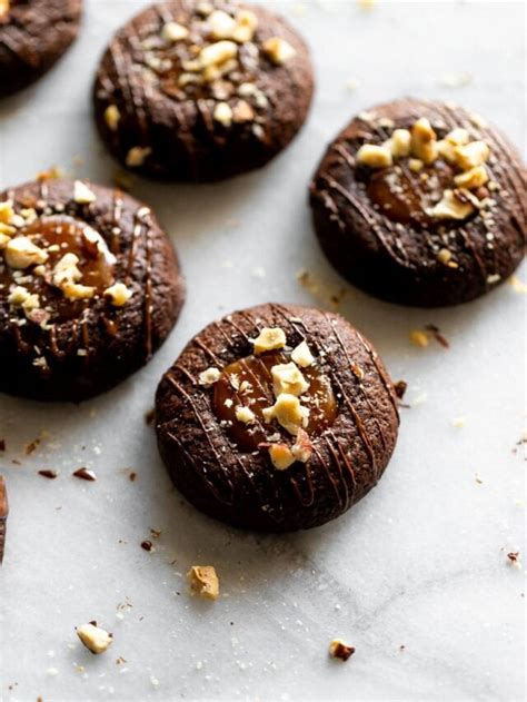 Salted Caramel Chocolate Thumbprint Cookies Story A Sassy Spoon