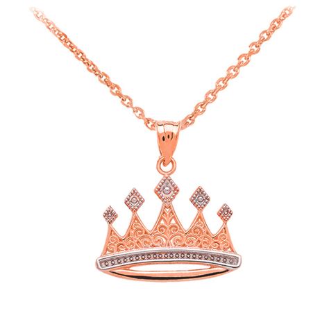 Rose Gold Quinceanera Princess Crown Pendant Necklace