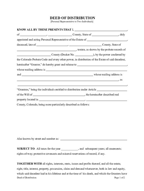 Personal Representative Deed Document Colorado Fill And Sign